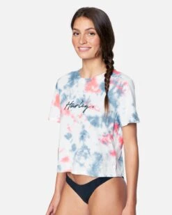 Scripty Tie Dye Cropped Tee -Clothing Coastal 3hs1570088 stellar tie dye 3