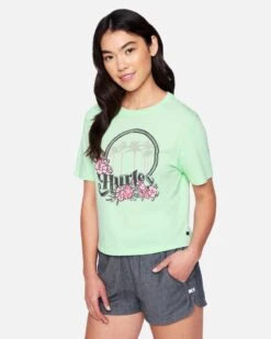 Nicks Cropped Crew Short Sleeve T-Shirt -Clothing Coastal 3hs1570646 mist green 3