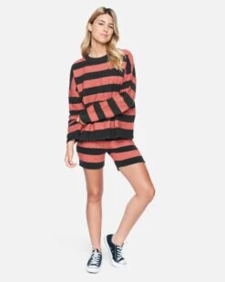 Drop Shoulders Sweater -Clothing Coastal 3hsl0243 faded rose large stripe 4 v2