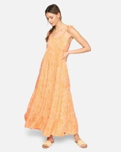 Tiered Maxi Dress -Clothing Coastal 3hwd0112 melon scatter dot 1