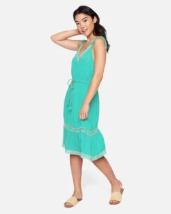 Peasant Midi Dress -Clothing Coastal 3hwd0531 green blue 3