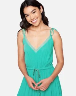 Peasant Midi Dress -Clothing Coastal 3hwd0531 green blue 4