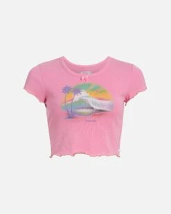 LoveShackFancy X Hurley - Reese Baby Rib Tee -Clothing Coastal 3hwks0718 begonia pink 5