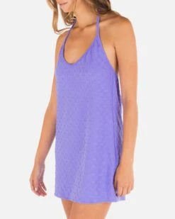 Mini Check Halter Mini Dress -Clothing Coastal HC0179 PERIWINKLE 04