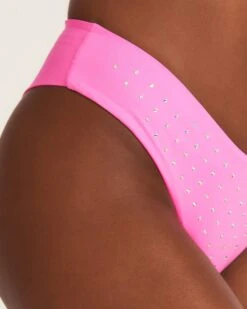 LoveShackFancy X Hurley - Rhinestone V Front Skimpy Bikini Bottom -Clothing Coastal HLSFB105 COTTONCANDY 4