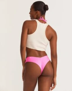 LoveShackFancy X Hurley - Rhinestone V Front Skimpy Bikini Bottom -Clothing Coastal HLSFB105 COTTONCANDY 6