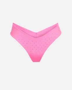 LoveShackFancy X Hurley - Rhinestone V Front Skimpy Bikini Bottom -Clothing Coastal HLSFB105 COTTON CANDY 1