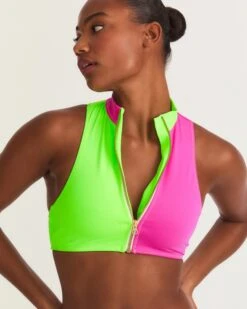 LoveShackFancy X Hurley - Max Solid Blocked High Neck Bikini Top