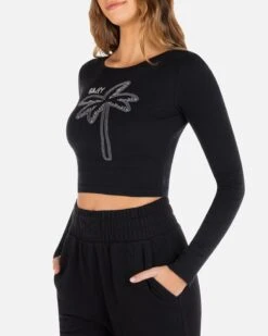 Simpler Times Long Sleeve Baby Tee -Clothing Coastal HU140K3 BLACK 03