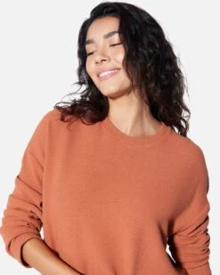 ESSENTIAL FLEECE RIBBED LONG SLEEVE TOP -Clothing Coastal dz24a055 baked clay 5 7429c635 16b8 41e7 a7d6 c0bffedd7688