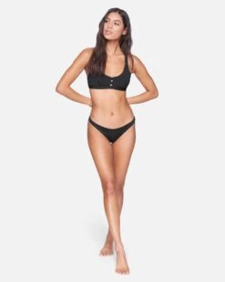 Solid Moderate Bikini Bottom -Clothing Coastal hb1007 black 5