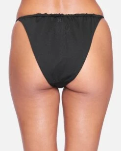 Solid Slider Tie Side Cheeky Bikini Bottom -Clothing Coastal hb1019 black 4