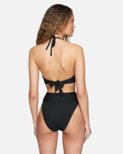 Baby Rib Moderate High Waist Bikini Bottom -Clothing Coastal hb1148 black 3