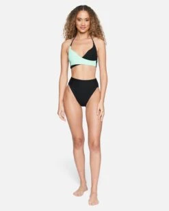 Baby Rib Moderate High Waist Bikini Bottom -Clothing Coastal hb1148 black 4