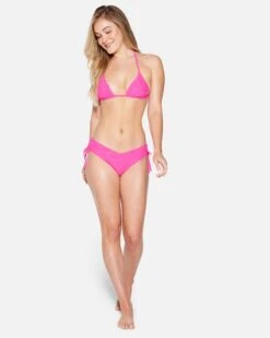 Terry Pop Cheeky Side Tie Bottom -Clothing Coastal hb1291 electric pink 4