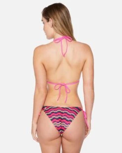 Zumba Stripe Side Tie Cheeky Bottom -Clothing Coastal hb1311 electric pink 3