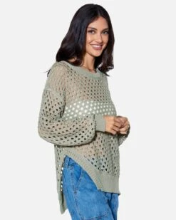 ESSENTIAL KYLIE KNIT SWEATER -Clothing Coastal hf24c065 sage olive 3 19378c98 a1f3 4977 8e16 f90b3a1c5834