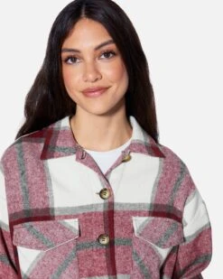 ESSENTIAL PLAID SHACKET -Clothing Coastal hf24c530 d burgundy 4 5465f8a6 ca15 4f08 ba26 dd352edcdcbf