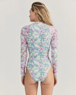 LSF X Hurley - Max Hawaiian Hibiscus Long Sleeve Bodysuit -Clothing Coastal hlsfo002 floral mix 2