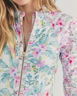 LSF X Hurley - Max Hawaiian Hibiscus Long Sleeve Bodysuit -Clothing Coastal hlsfo002 floral mix 3