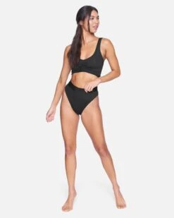 Pleated Midkini -Clothing Coastal ht1013 black 4