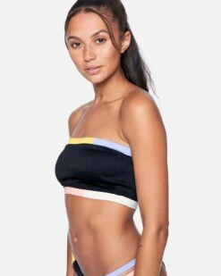 Colorblock Tube Bikini Top -Clothing Coastal ht1083 black colorblock 3