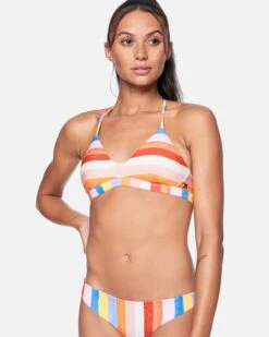 Retro Stripe Adjustable Bikini Top