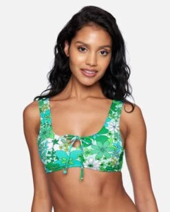 Wild Bloom Tie Front Bikini Top