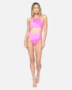 Party Wave High Neck Adjustable Bikini Top -Clothing Coastal ht1158 hot watermelon 4