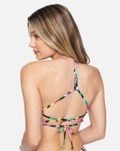 Floral Pop Adjustable Bikini Top -Clothing Coastal ht1160 floral pop black multi 3