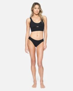 Hurley X Moore Aloha Max Solid Long Line Bikini Top -Clothing Coastal ht1168 black 4
