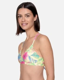 Bloom Wash Adjustable Bikini Top -Clothing Coastal ht1284 natural print 2
