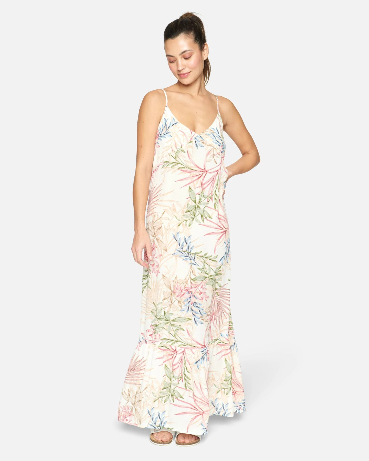 SUMMER PALM RUFFLE MAXI DRESS 1 SUMMER PALM RUFFLE MAXI DRESS