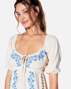 Brittany Embroidered Dress -Clothing Coastal hu037d3 white 4