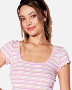 Dakota Crop Top -Clothing Coastal hu049k3 summer stripe 4