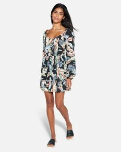 Wispy Leaves Scoop Mini Dress