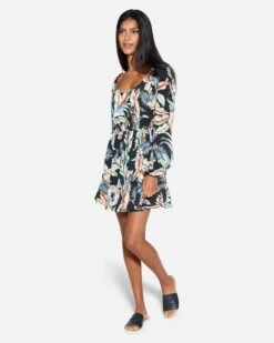 Wispy Leaves Scoop Mini Dress -Clothing Coastal hu053d3 black 3