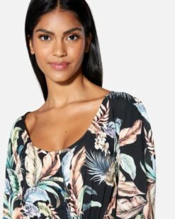 Wispy Leaves Scoop Mini Dress -Clothing Coastal hu053d3 black 4