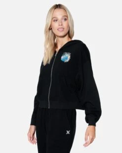 Protect The Sea Crop Zip Up Hoodie -Clothing Coastal hu056f3 black 3