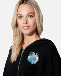 Protect The Sea Crop Zip Up Hoodie -Clothing Coastal hu056f3 black 5
